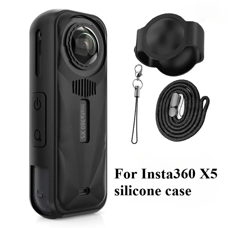 Funda de silicona apta para cámara de acción panorámica Insta360 X5, funda protectora antiarañazos para accesorios Insta 360 X5