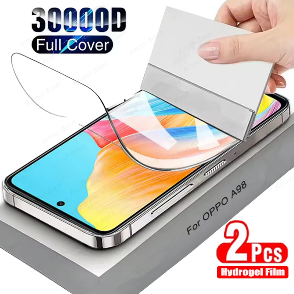 2 uds película de hidrogel para OPPO A98 A97 A96 A95 A94 A93 A91 Protector de pantalla para OPPO A78 A74 A58 A56 A55 A54 A38 A17 no película de vidrio - imagen 2