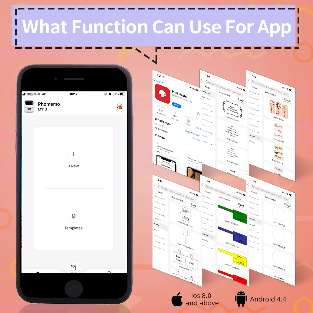 【Proce Dropshipping】Phomemo M110 impresora de etiquetas térmica inalámbrica portátil sin tinta BT impresora de etiquetas uso papel de etiquetas autoadhesivas - imagen 5