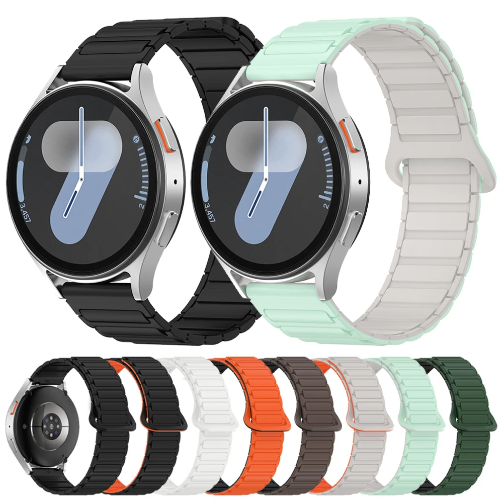 Pulsera magnética de silicona de 20mm y 22mm para Samsung Galaxy Watch 46mm 7 6 5 4 40-44mm correa suave 4 6 Classic Gear S3 reemplazar bandas - imagen 2