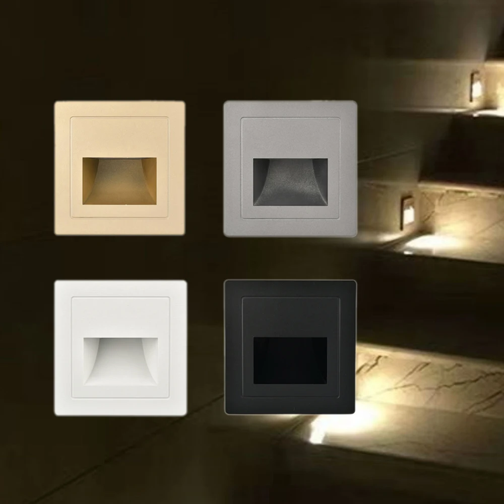 Interruptor de luz LED con incrustaciones de AC180-220V, Lámpara empotrada de pared para pasillo, escalera, escalón, luz nocturna, 86