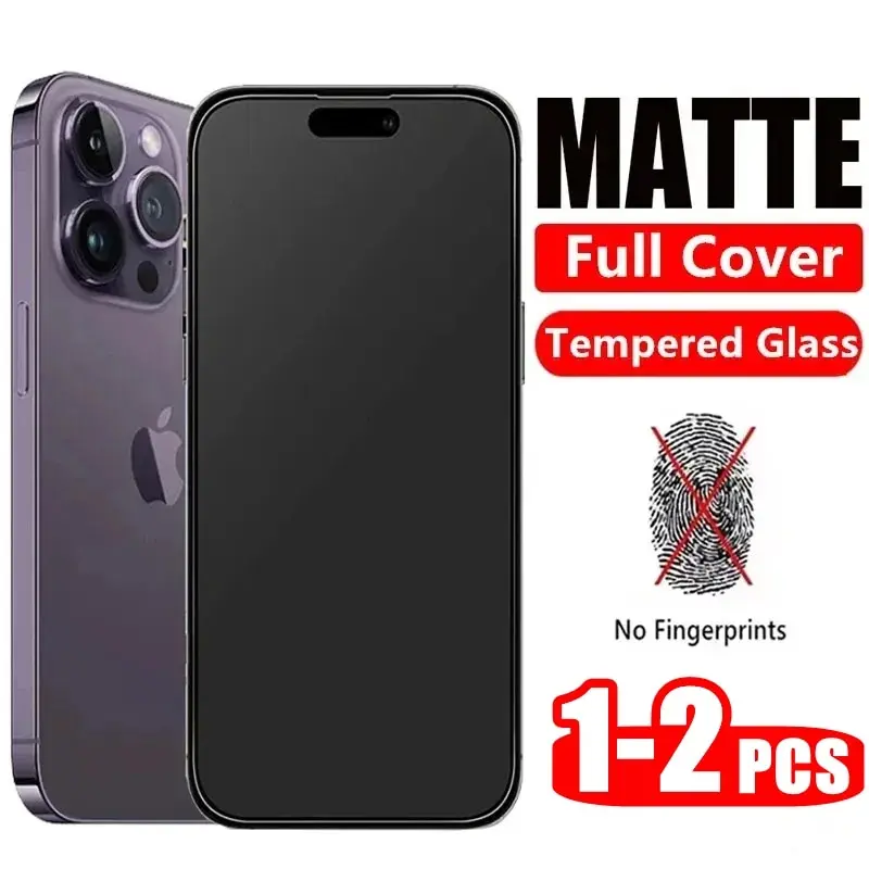 1/2 Uds vidrio templado mate para iPhone 15 14 12 11 13 Pro Max protectores de pantalla esmerilados para iPhone 11 12 13 14 15 Plus Fil de vidrio