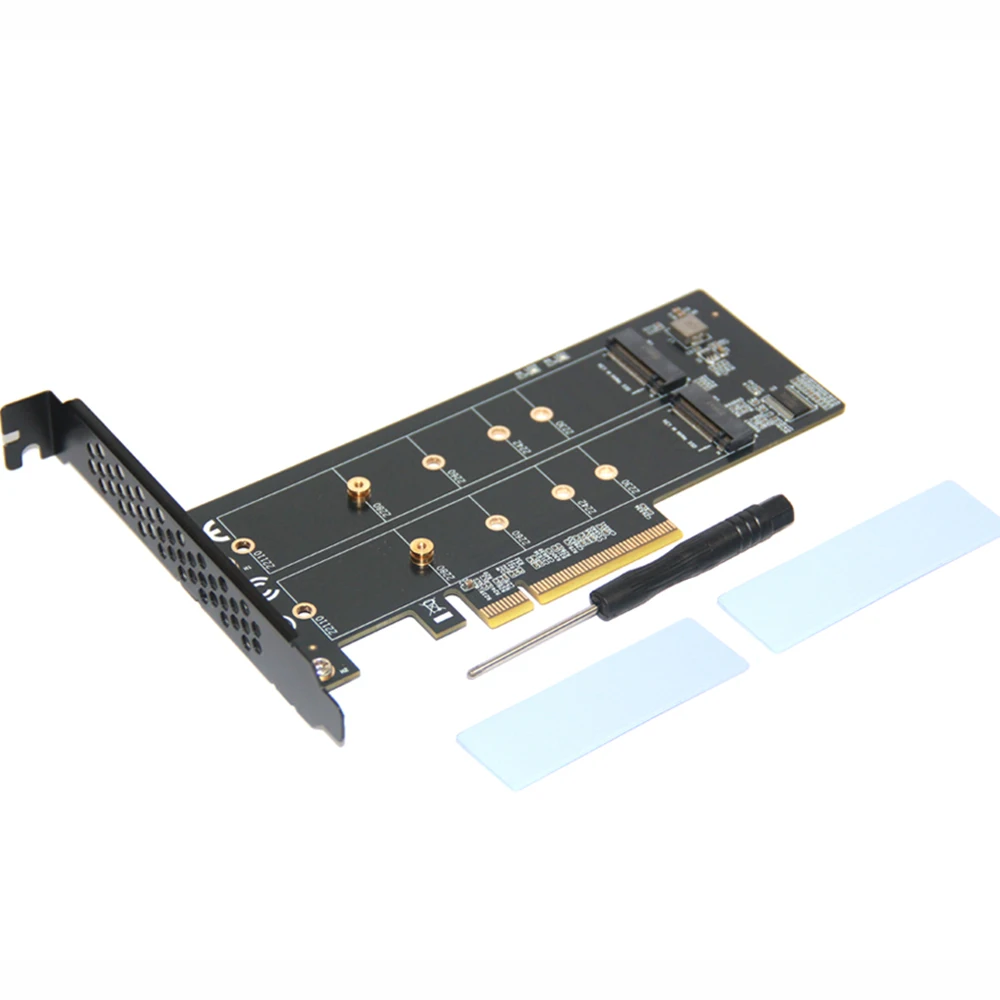 Tarjeta de expansión PCle4.0 X8 a 2xNVME M.2 M.2 SSD GEN4 PCIe 4,0 placa base de PC X1 X4 X8 tarjeta de expansión para 2230 2242 2260 2280 - imagen 2