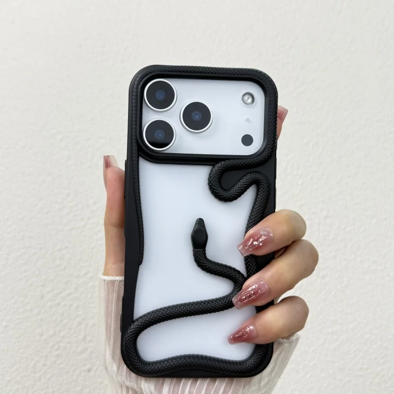 Funda de teléfono mate con revestimiento de serpiente ahuecado de lujo para iPhone 17 Air 16 15 14 Plus 13 12 11 Pro Max cubierta trasera de disipación de calor - imagen 4