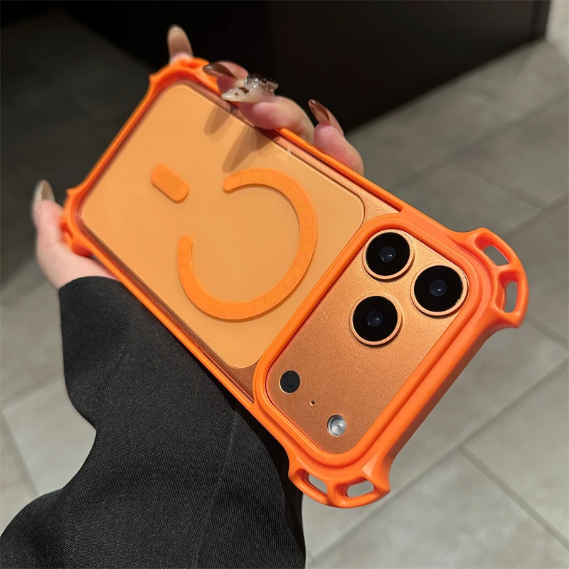 Funda transparente magnética con parachoques a prueba de golpes de cuatro esquinas para iPhone 17 16 14 15 13 12 Pro Max Plus 11 para cubierta de carga inalámbrica Magsafe - imagen 3