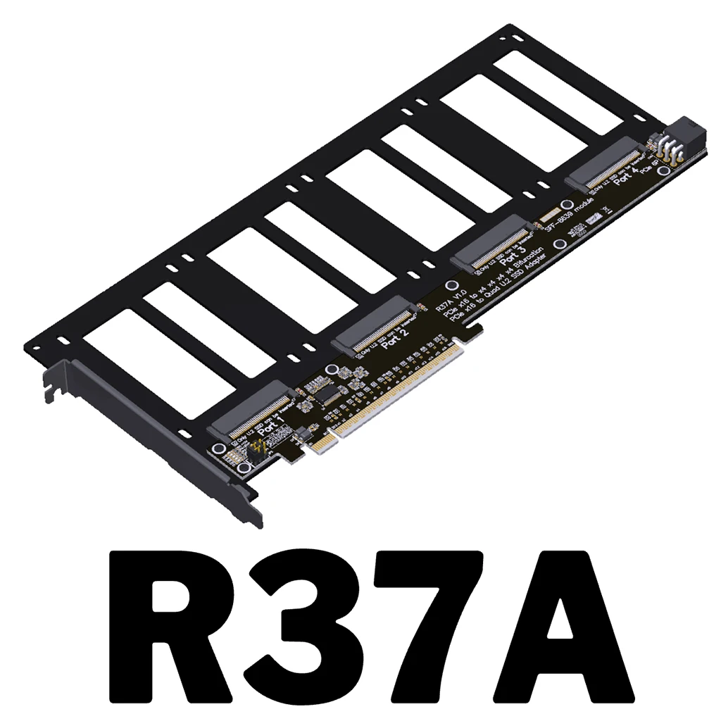 Tarjeta adaptadora dividida PCI-E de bifurcación 4 en 1 PCIe 5,0 X16 a 4 puertos para tarjeta de expansión divisor de disco duro U.2 SSD/EDSFF E1.S/E3.S - imagen 3