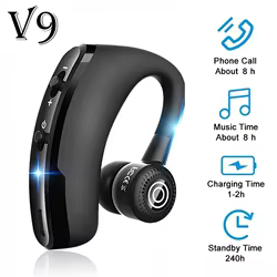 V9 Auricular Bluetooth Deportivo con Micrófono y Gancho para Oreja