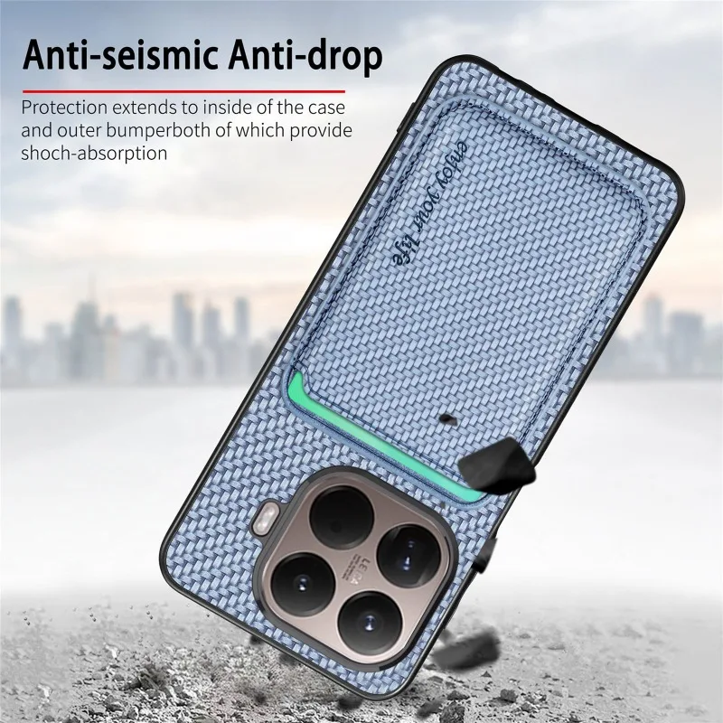 Para Xiaomi 15T Pro cargador inalámbrico Magsafe Funda de cuero con imán para Xiaomi Mi15 T 15Tpro ranura para tarjeta magnética cubierta de fibra de carbono - imagen 5