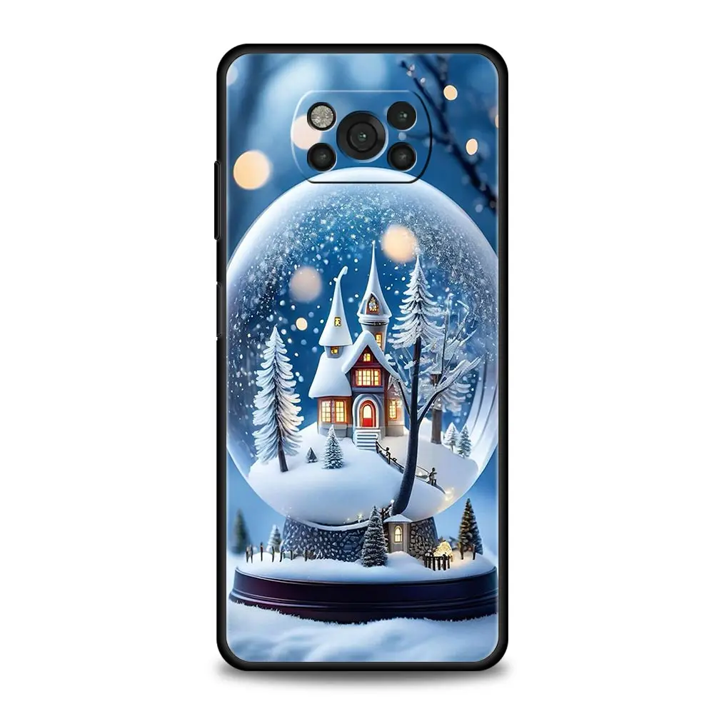Funda de teléfono para Xiaomi Poco X6 X5 X4 Pro 5G X3 NFC F5 F4 M5 M4 M3 F3 GT C51 C50 C55, cubierta negra suave, estampado gráfico de Navidad - imagen 5