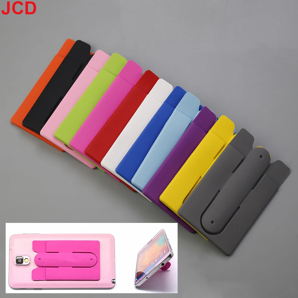 JCD 1 Uds. Soporte para tarjetas de crédito de identificación móvil de silicona elástica perezosa pegatina Universal funda tipo billetera tarjetero funda porta tarjetas para móvil