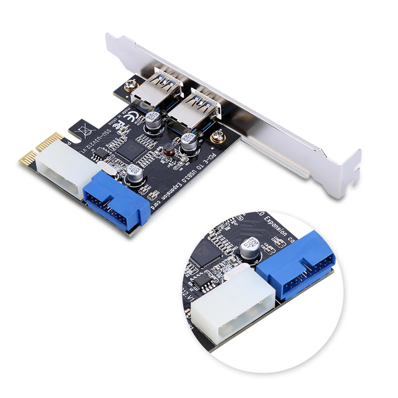 Adaptador de tarjeta de expansión PCIE a USB3.0 con módulo de expansión de interfaz frontal de 19 pines para Windows XP 32/64 para Windows 7 8 10 - imagen 3