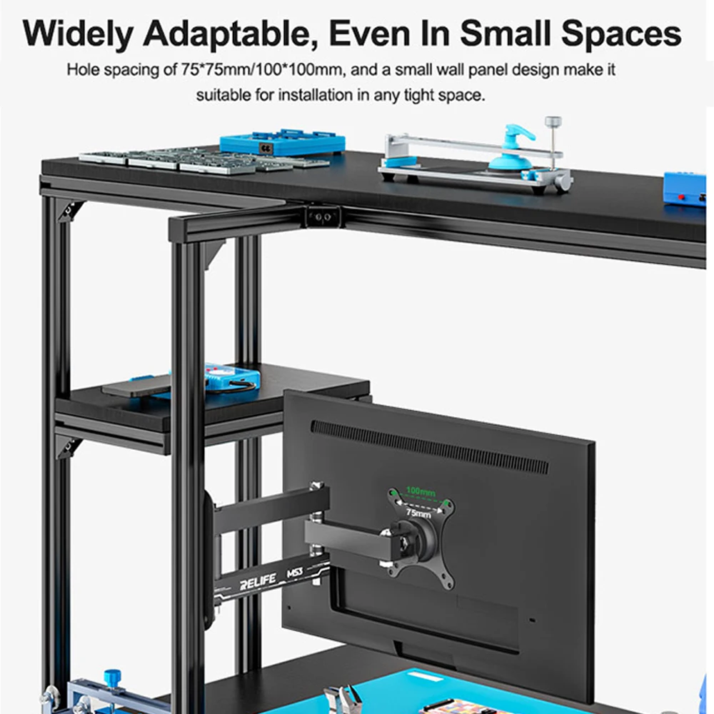 RELIFE MS3 360 °   El montaje giratorio de la pantalla de visualización se puede inclinar 15 °   Alta capacidad de carga para herramientas de brazo de soporte de pantallas de 14-27 pulgadas - imagen 3