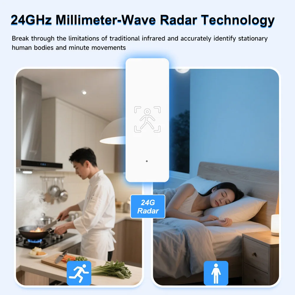 IHSENO Tuya ZigBee Sensor de presencia humana WiFi Sensor de movimiento 24G detección de Radar aplicación remota Control protección de seguridad - imagen 5