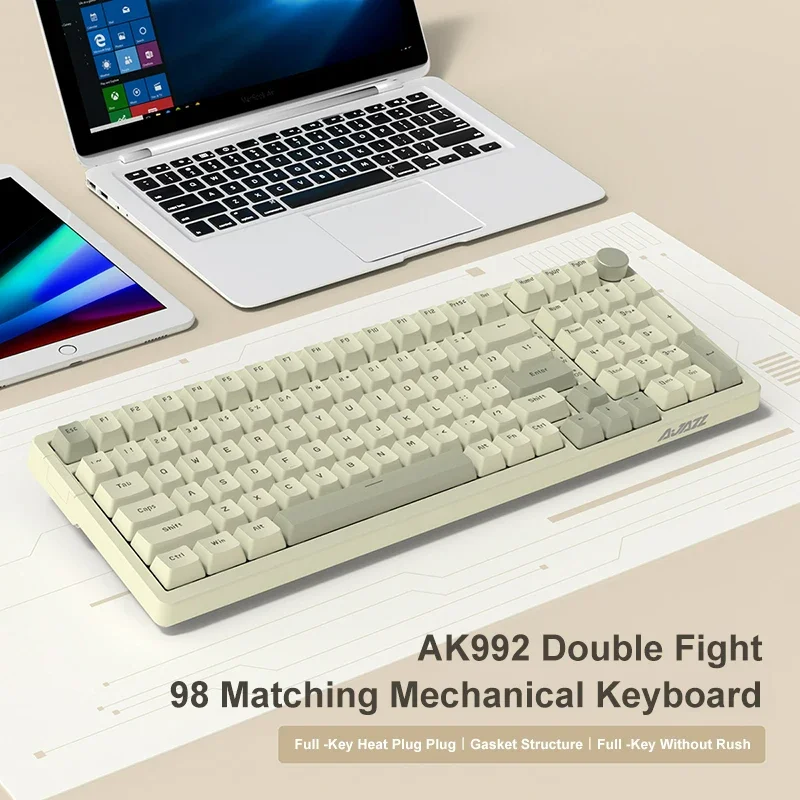 Ajazz-Teclado mecánico AK992 con cable, teclado Multimedia de 98 teclas, diseño completo, intercambio en caliente, USB, para juegos, para PC de escritorio y portátil - imagen 5
