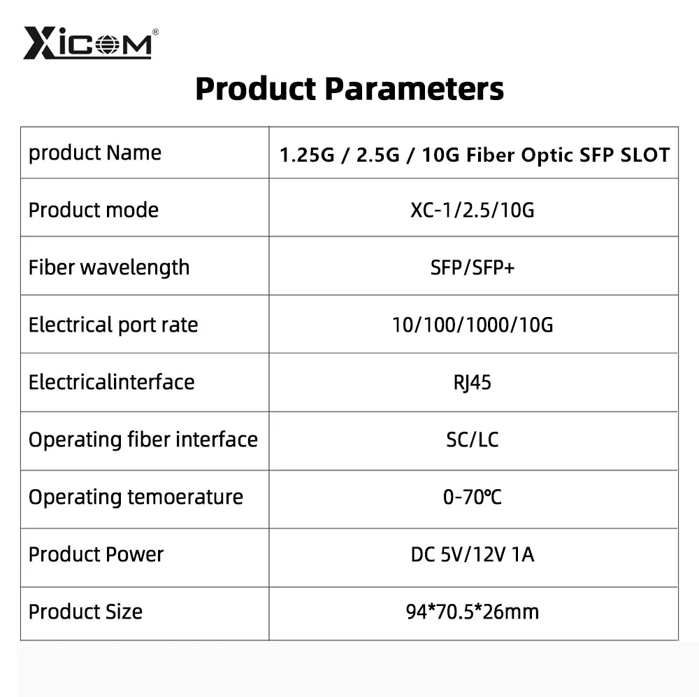 Convertidor de medios ópticos de fibra, transceptor SFP, interruptor Ethernet de fibra SFP +, ranura sin fuente de alimentación, 1,25G/2,5G/10G, RJ45 - imagen 5