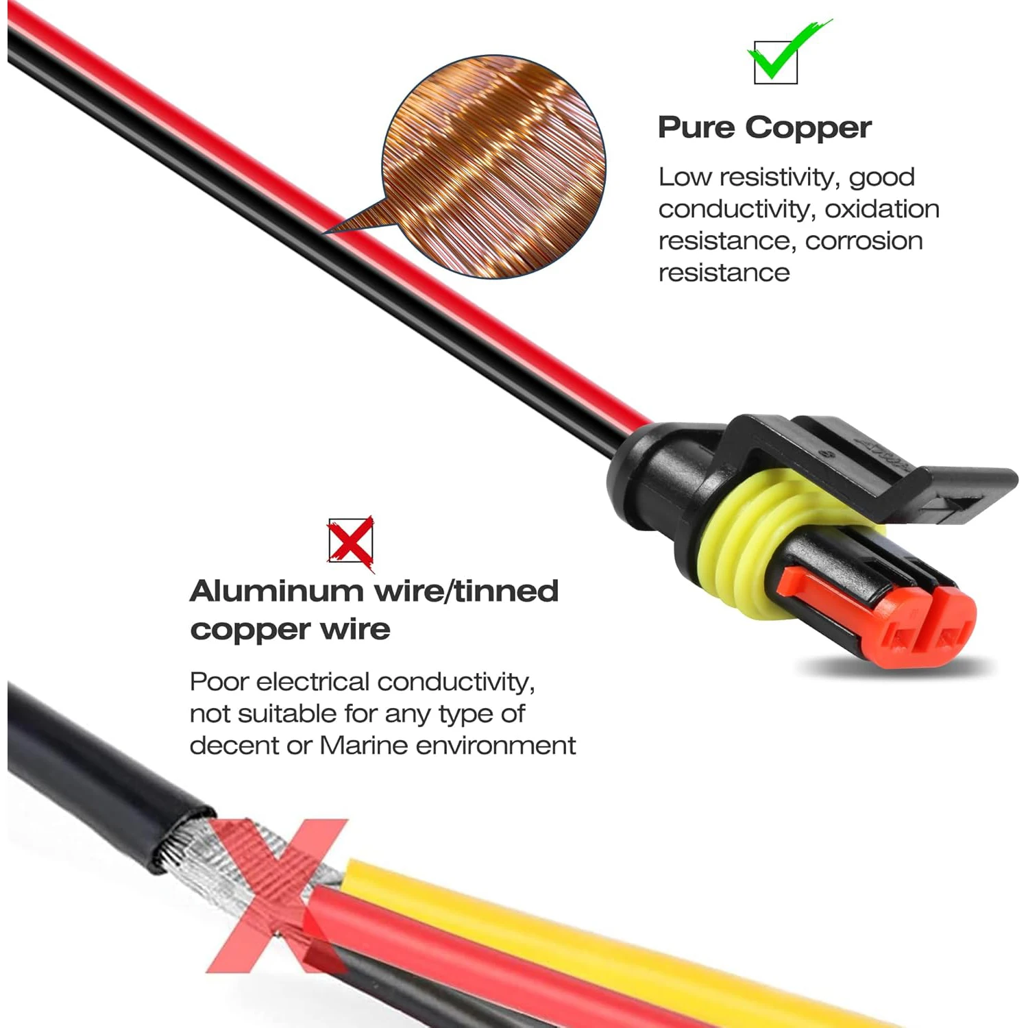 Kit de 5 conectores de cables eléctricos de 2 pines, enchufe macho y hembra impermeable de 2 vías para coche, camión, motocicletas, barco marino - imagen 5