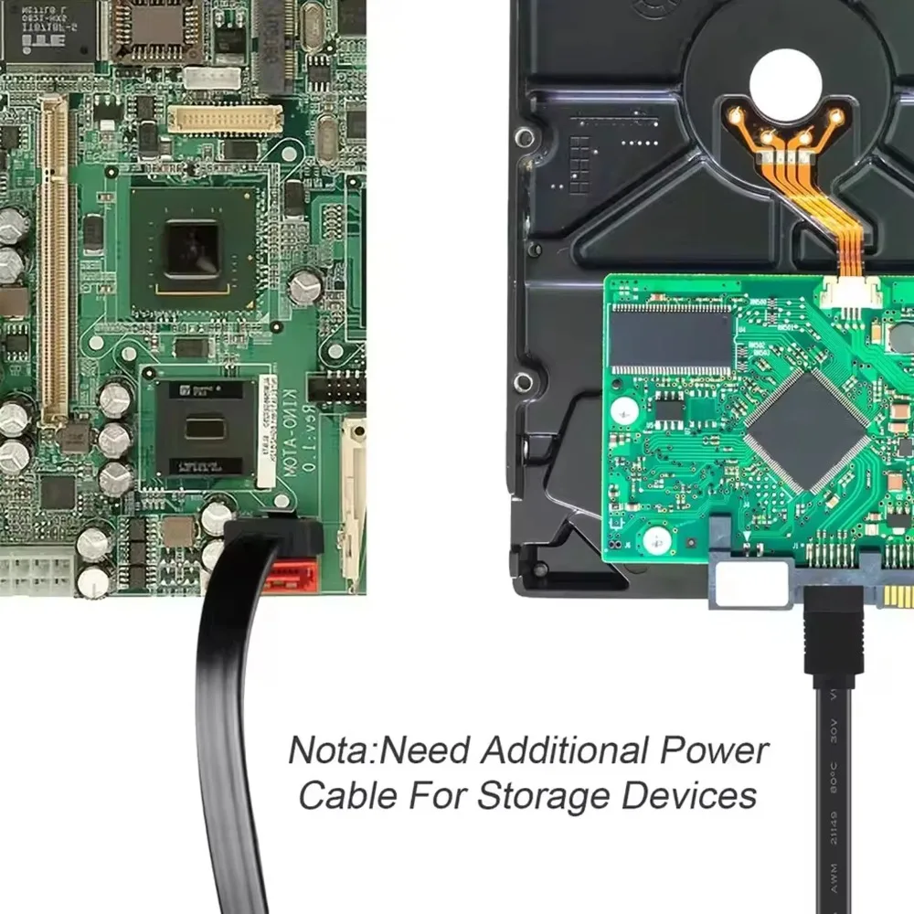 Cable SATA III Cable de datos SATA recto curvado de 6Gbps Cable SATA negro con perno de bloqueo para HDD SSD CD Driver CD Writer 30/39/100CM - imagen 5