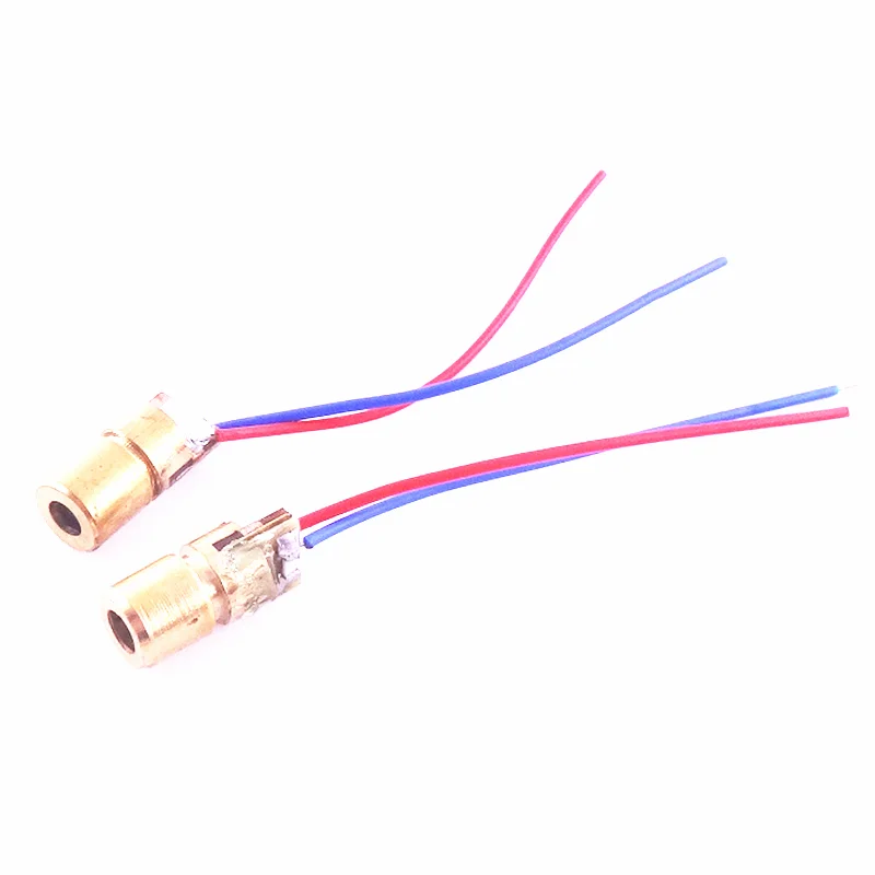 Módulo de diodo de punto láser ajustable, 3V, 5V, 650nm, 5mW, vista roja, cabeza de cobre, Mini puntero láser