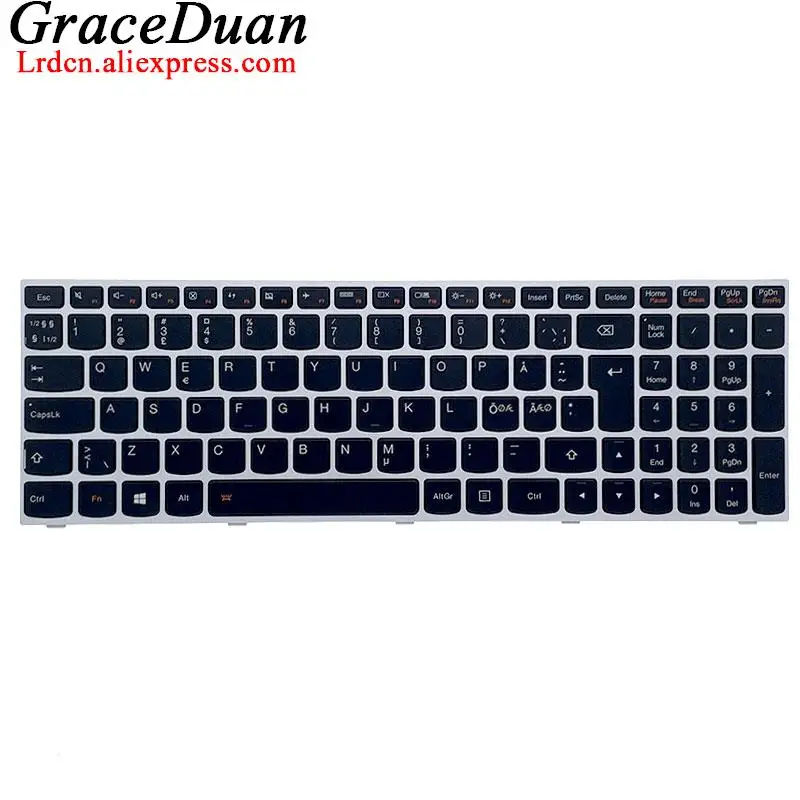 Teclado retroiluminado nórdico para ordenador portátil, accesorio para Lenovo Z51-70 500-15ISK 15ACZ Flex2-15 V4000 NDC 5N20H03535 5N20H03516 - imagen 2