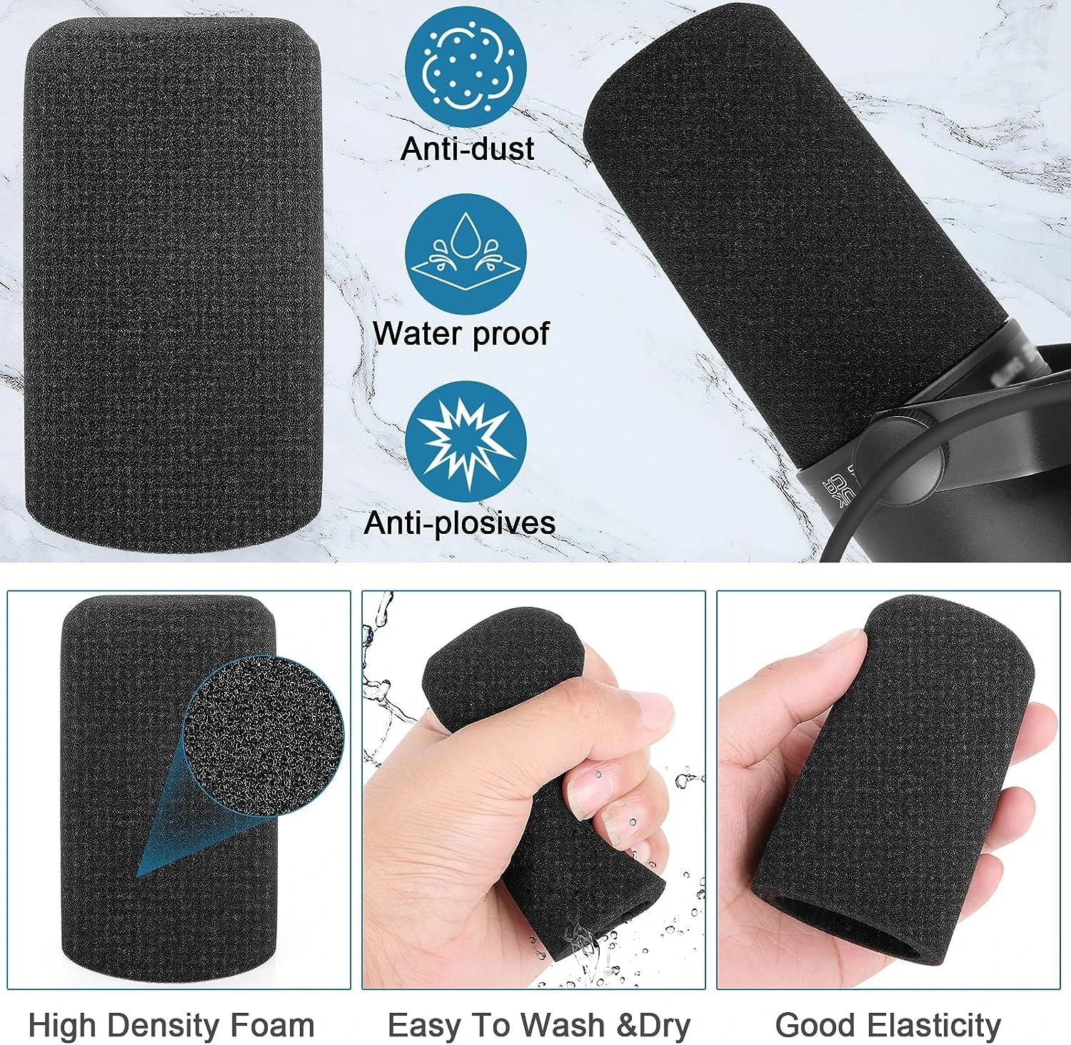Cubierta de espuma de esponja para micrófono de parabrisas, filtro Pop para Shure SM7B, repuesto profesional de reducción de ruido para micrófono K688 K658 - imagen 3