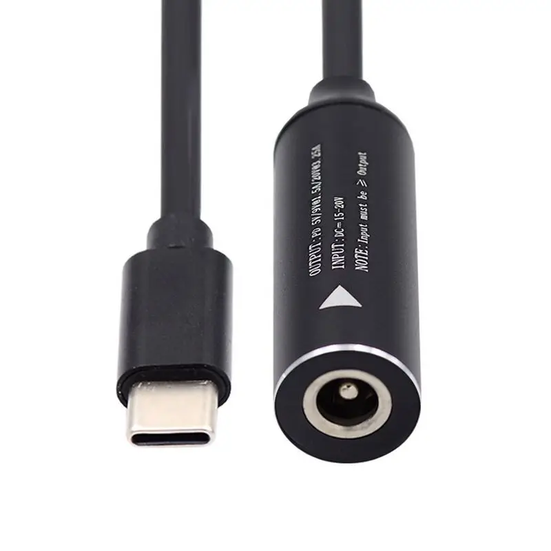 Convertidor de puerto de alimentación de CC tipo C, Cable adaptador de carga de batería de 5V/9V/20V, Puerto cuadrado, PD65w DC hembra a C macho, 1 unidad - imagen 4