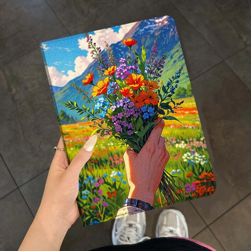 Flor de pintura al óleo para Samsung Galaxy Tab A7 A A8 A9 A11 S6 S11 10,1 10,4 10,5 pulgadas Lite PLus funda para tableta - imagen 2