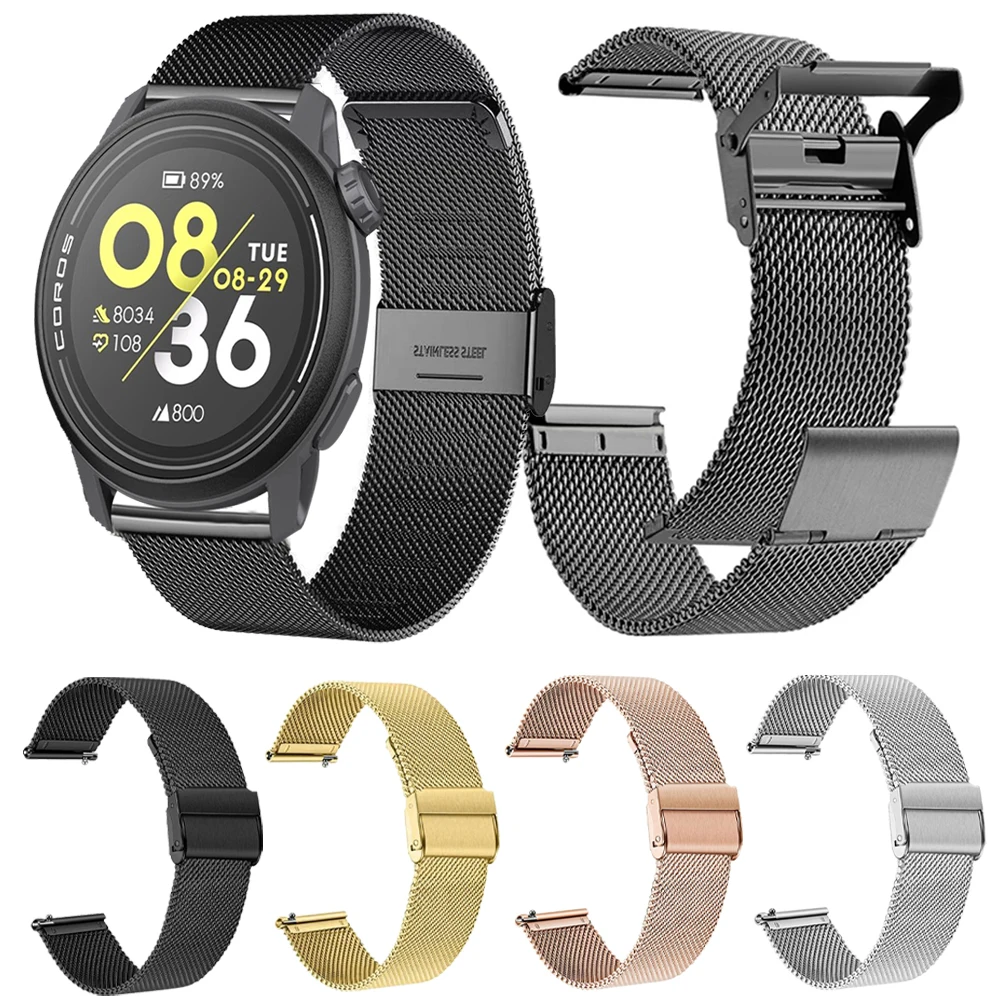 Correa de reloj de Metal para COROS PACE 3 2, pulsera milanesa de liberación rápida para COROS APEX 2 Pro APEX Pro 42, correa de reloj inteligente de 46mm - imagen 2