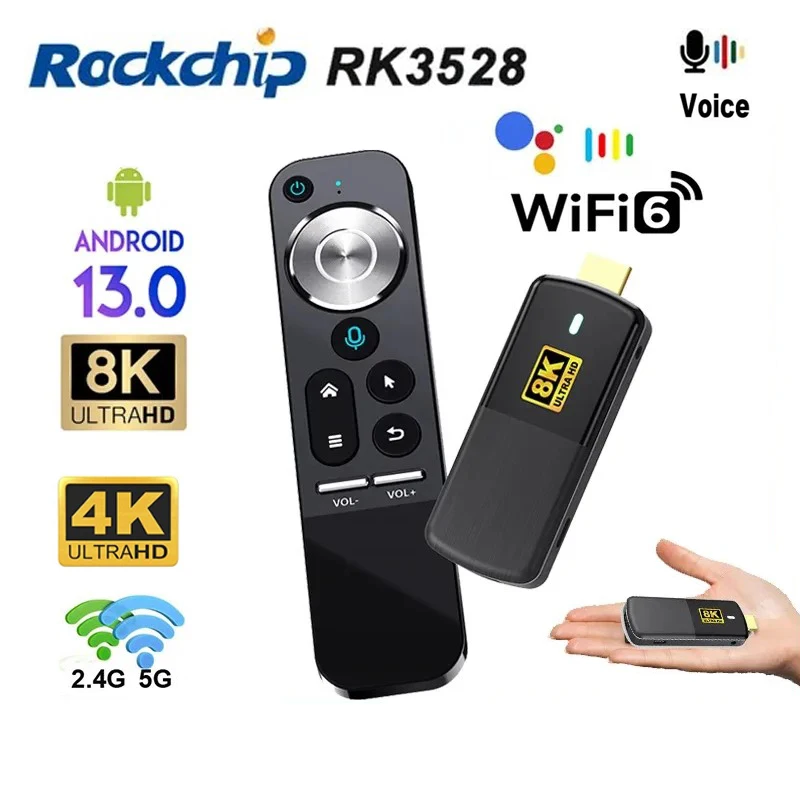 H96 Max M3 Smart TV Stick BT5.0 Android 13 RK3528 8K WIFI6 Build In Voice Control TV Dongle 5G Android TV Box 2GB 16GB - imagen 2