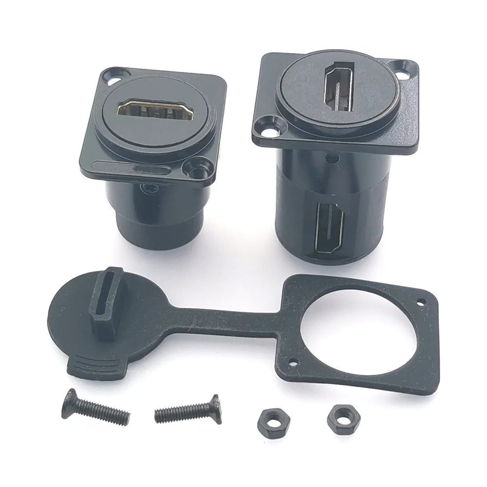 Conector HD de chasis tipo D, conector hembra para Panel de enchufe, conector Compatible con HDMI con cubierta impermeable, 1 ud.