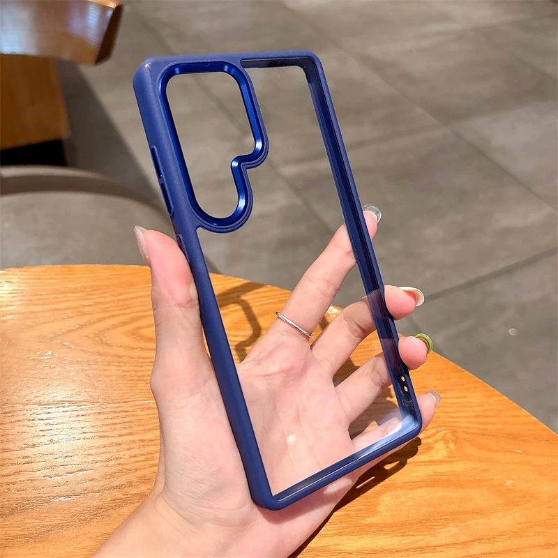 Funda acrílica transparente HD para Samsung Galaxy S25 S24 Ultra Plus, anillo de cámara de Metal, armadura de parachoques de silicona, cubierta dura a prueba de golpes - imagen 4