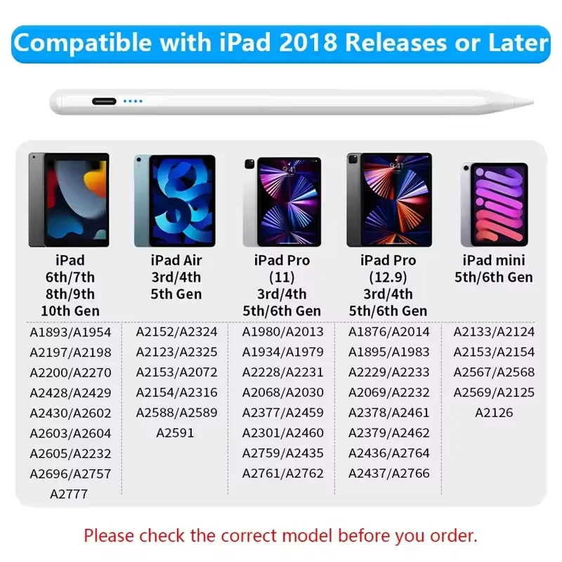 Para Apple lápiz óptico para iPad A16 Air 11 5 4 Pro 11th 13 12,9 M4 M3 bolígrafos 10 9 10th 9th Mini 7 6 rechazo de palma 2025 lápiz táctil - imagen 3
