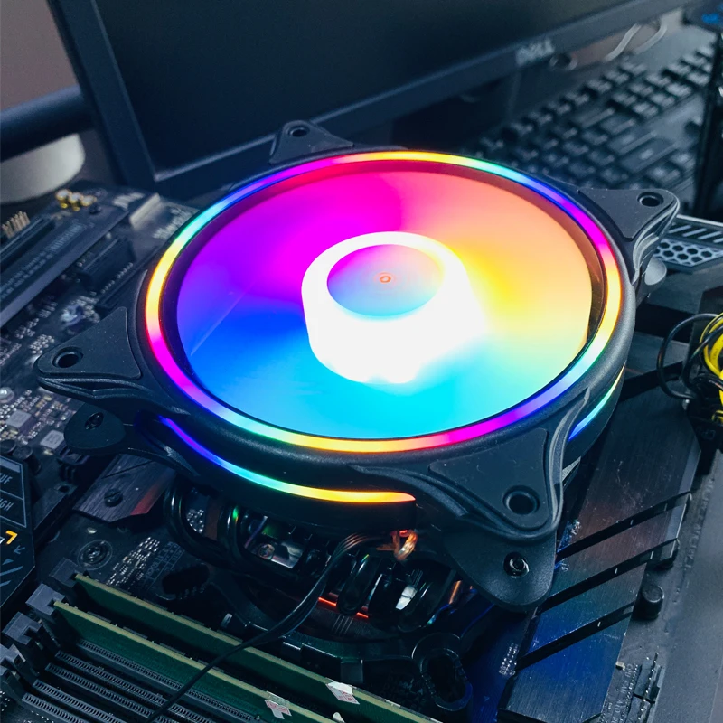 Enfriador de aire de CPU X99 con 4 heatpipes, ventilador de procesador de PC ARGB para Intel LGA 1150 1151 1156 1366 1700 1200 2011 AM4 AM5 - imagen 4