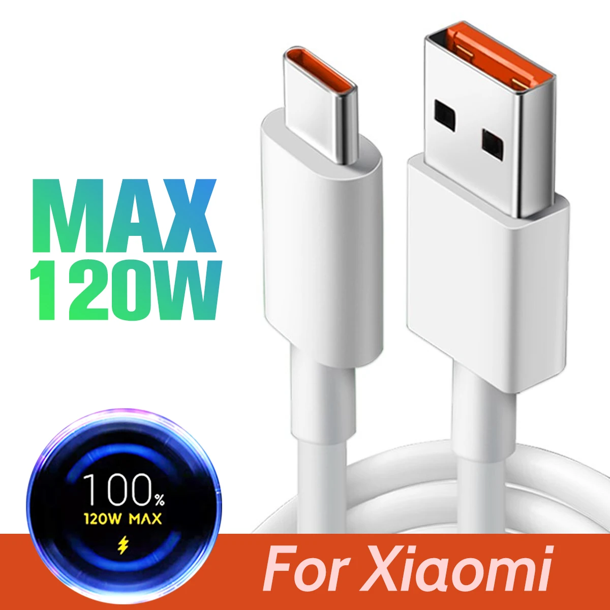 Cable USB tipo C de carga rápida para móvil, Cable de datos de carga rápida de 120W, 5S 6A, para Xiaomi Mi9 6 5 5S 5C 5X USB-C - imagen 2