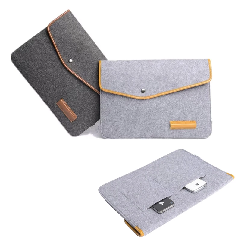 Bolsa de sobre para ordenador portátil para Macbook, funda de transporte antiarañazos, bolso para portátil de 11/13/15 pulgadas, bolsa con botones, múltiples bolsillos para teléfono