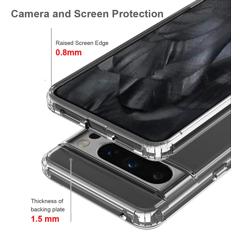 Funda de acrílico transparente para Google Pixel 8 Pro, carcasa de lujo ultrafina con bordes de silicona suave, a prueba de golpes, para Google pixel8pro - imagen 2
