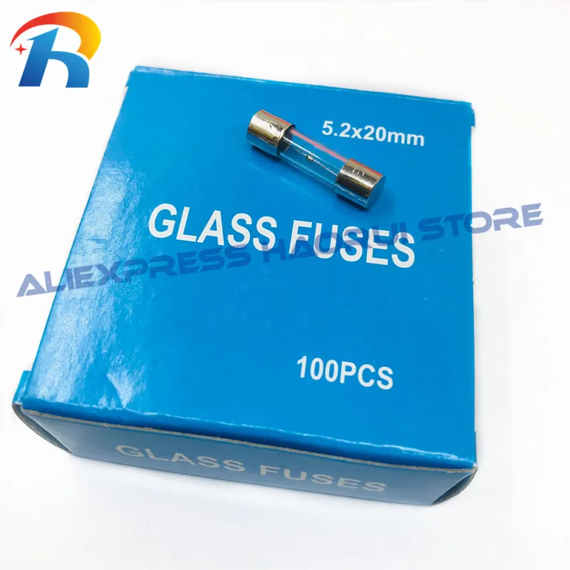 Tubo de fusible de rotura lenta, caja de vidrio, 100 piezas, 5x20mm, 250V, T0.5A, T1A, T2A, T3.15A, T4A, T5A, T6.3A, T10A, T12A, T15A, T20A