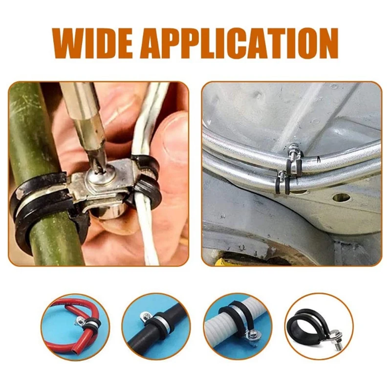 Abrazadera de Cable de acero inoxidable, estante de tubería de acero inoxidable duradero, blanco y negro, 13Mm, 48 piezas - imagen 4