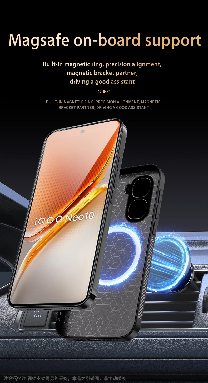 Leather Case for vivo iQOO Neo10 Pro China Car Magnetic Holder Wireless Charging Silicone Phone Cover iQOONeo10Pro 2426A 2425A - imagen 3