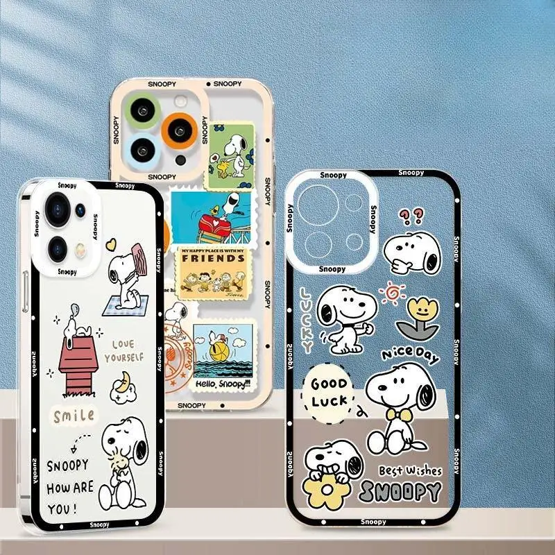 Bonita funda de teléfono Snoopy para Iphone 17 16 15 Pro Max 11 12 13 14 Pro Max 16 14 Plus 12 13 Mini 17 Pro, funda suave transparente - imagen 4