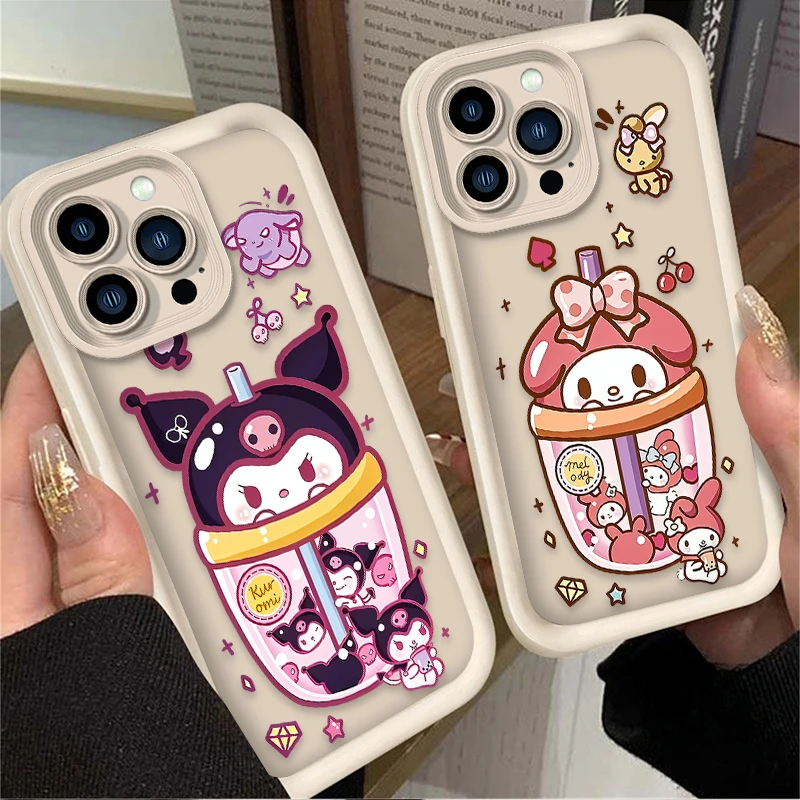 Preciosa funda de teléfono suave de dibujos animados Sanrio para iPhone 16 16E 15 14 13 12 11 Pro Max X XS X S Max XR SE 2020 SE4 7 8 Etui a prueba de golpes - imagen 2
