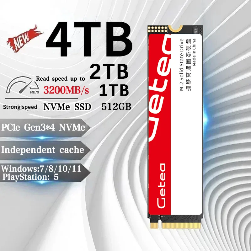 Unidad de estado sólido Getea M.2 NVMe PCIe 512GB 1TB 2TB Disco duro 2280 SSD interno para computadora portátil de escritorio - imagen 3