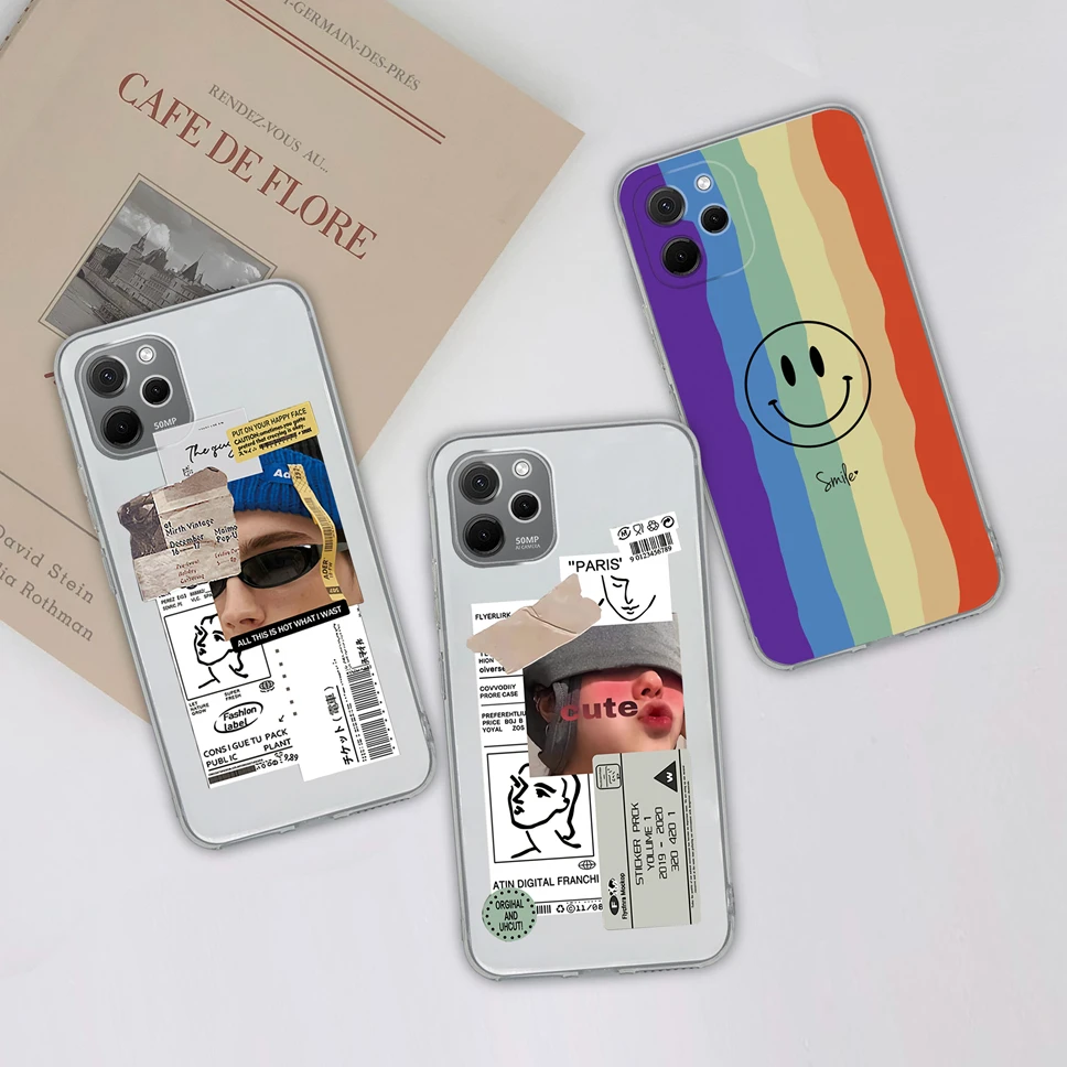 Fundas para Huawei Nova Y61, cubierta de teléfono de TPU de silicona suave transparente con flores bonitas, carcasa Coque para Huawei Nova Y 61 NovaY61 - imagen 3