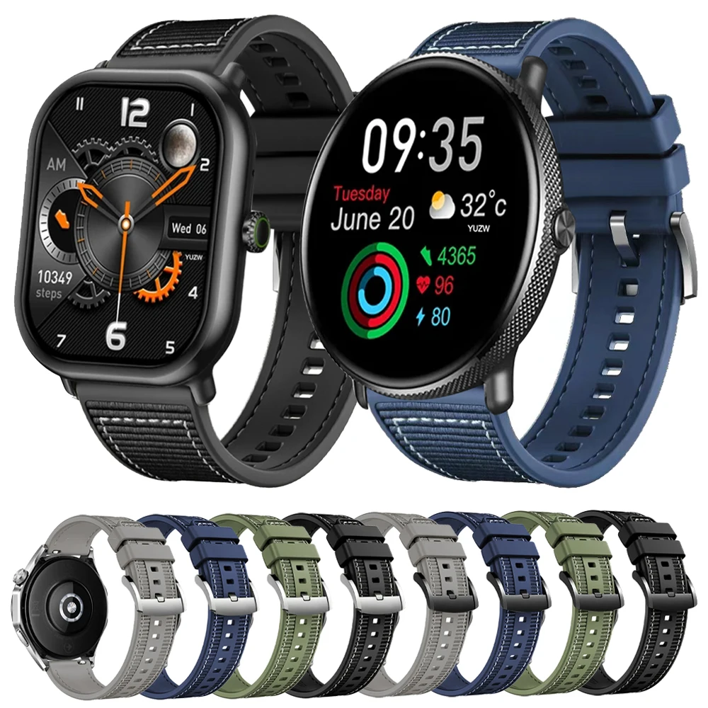 Correa de reloj de 22mm para Zeblaze Vibe 7 Pro, banda de silicona de nailon para Zeblaze Stratos 3 2 Btalk Beyond 2 GTR3 GTS3 Ares 3 Pro