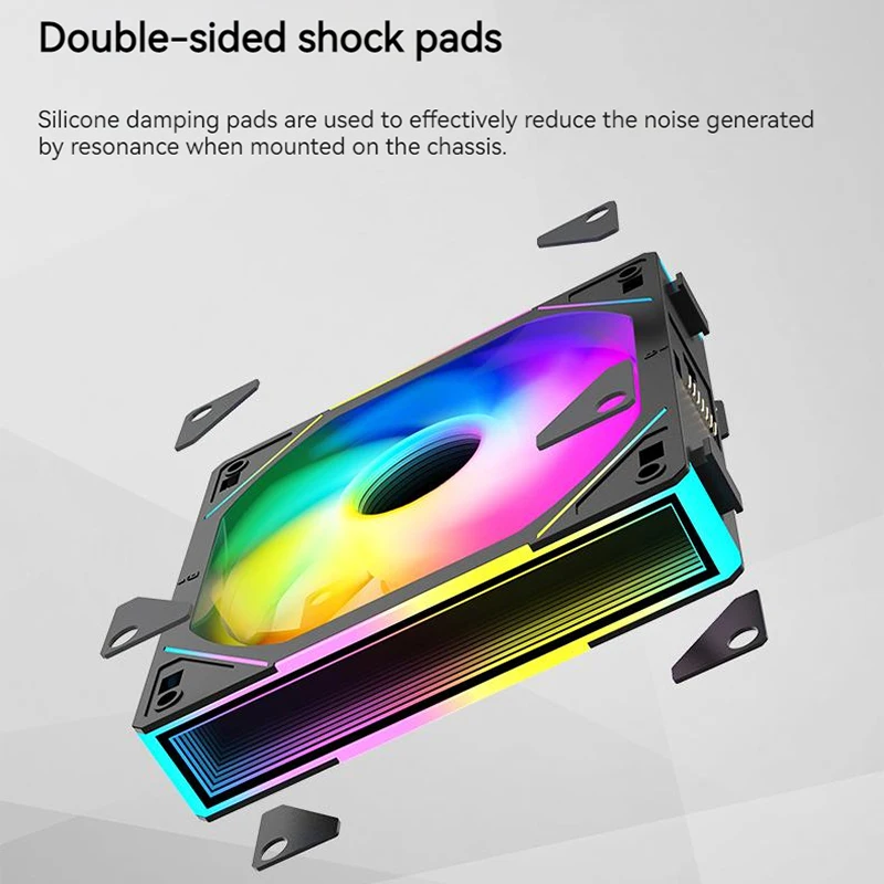 TEUCER Kit de ventilador PWM con luz de espejo cíclico ARGB de 120 mm, ventilador de bajo ruido de empalme inalámbrico de 800-2000 RPM para chasis de PC y refrigeración por agua - imagen 3