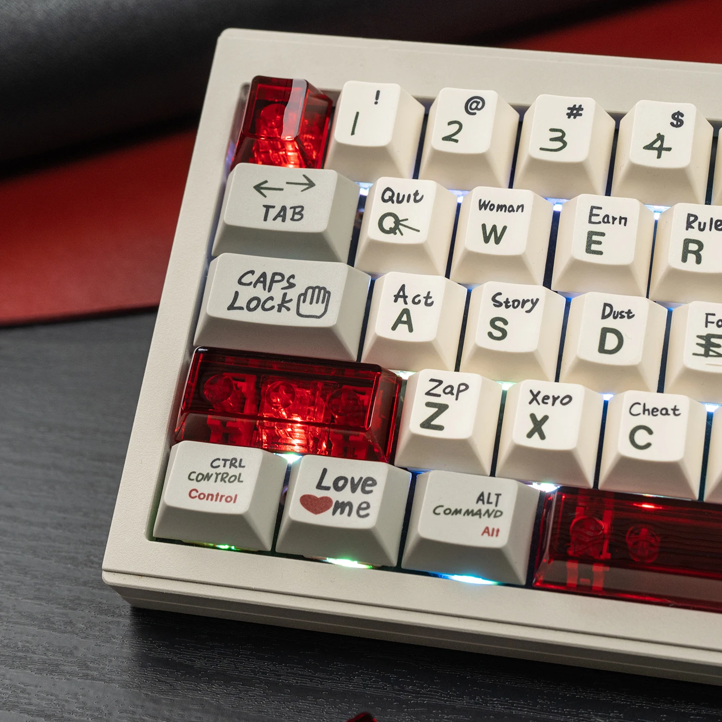 Tecla transparente roja, 10 teclas, perfil de cereza, tecla de PC, barra espacial 6.25U ESC, tecla de cambio de entrada, tecla personalizada para teclado mecánico - imagen 4