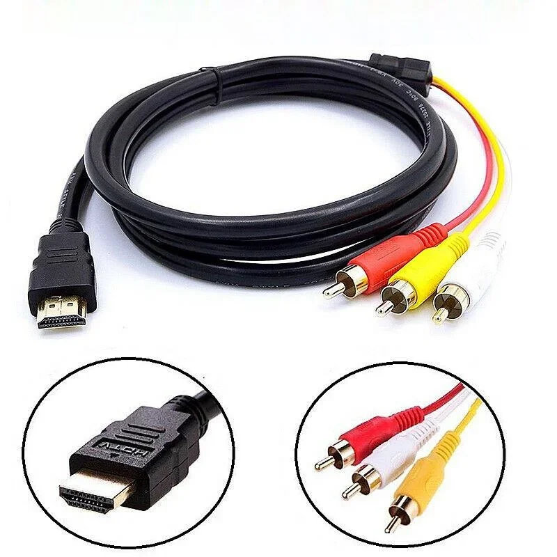 Componente convertidor de Audio y vídeo de 5 pies Cable adaptador AV HDTV útil compatible con HDMI a RCA