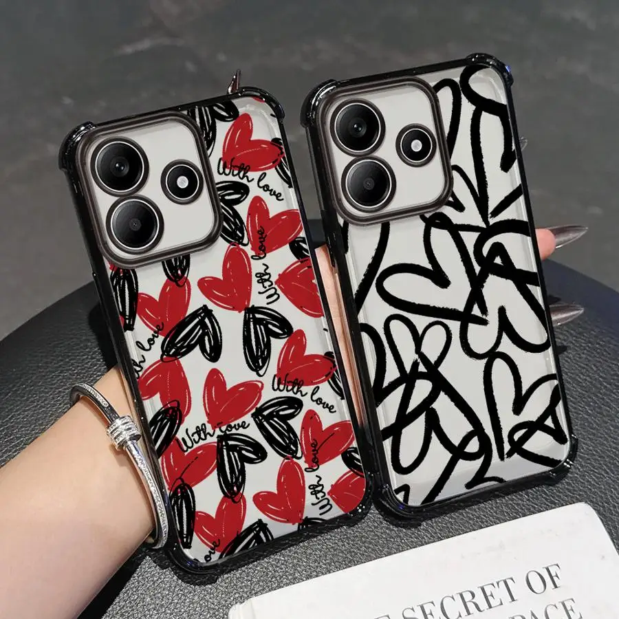 Funda para Redmi Note 11 12 13 10 Pro 9S 10s 11s 10 Lite 14 Pro Plus cubierta transparente corazón de amor creativo