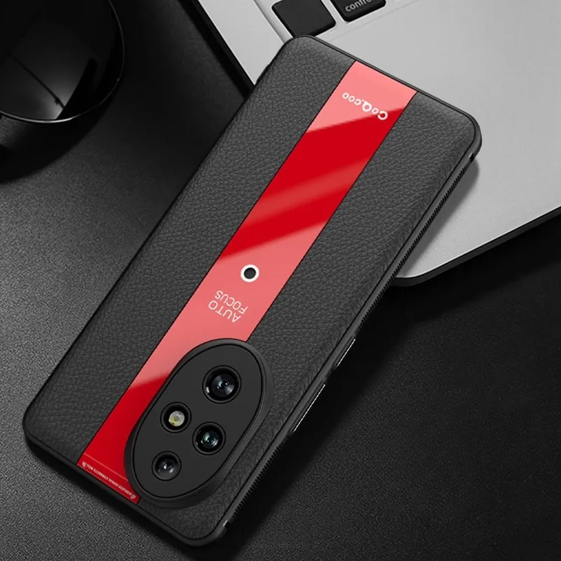 Para Honor 200,200 Pro funda de lujo de cuero Lichi + TPU suave protección de lente ultrafina cubierta mate delgada para Honor200