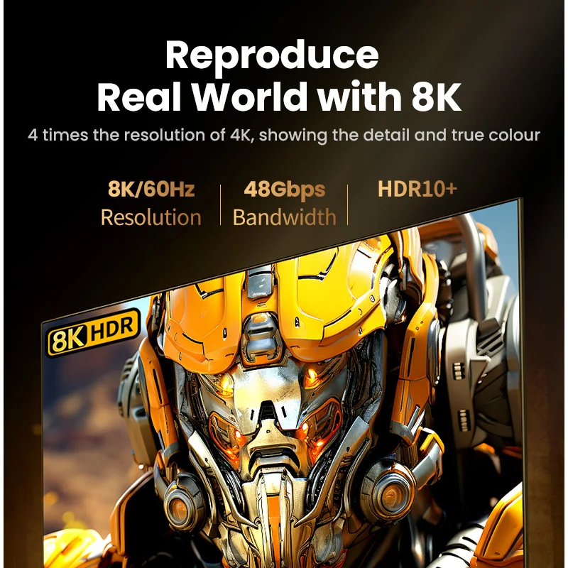 Cable HDMI 8K/60Hz para PS5 Xiaomi TV Box Cable certificado de ultra alta velocidad 8K @ 60Hz 48Gbps Dolby Vision HDCP2.3 - imagen 3
