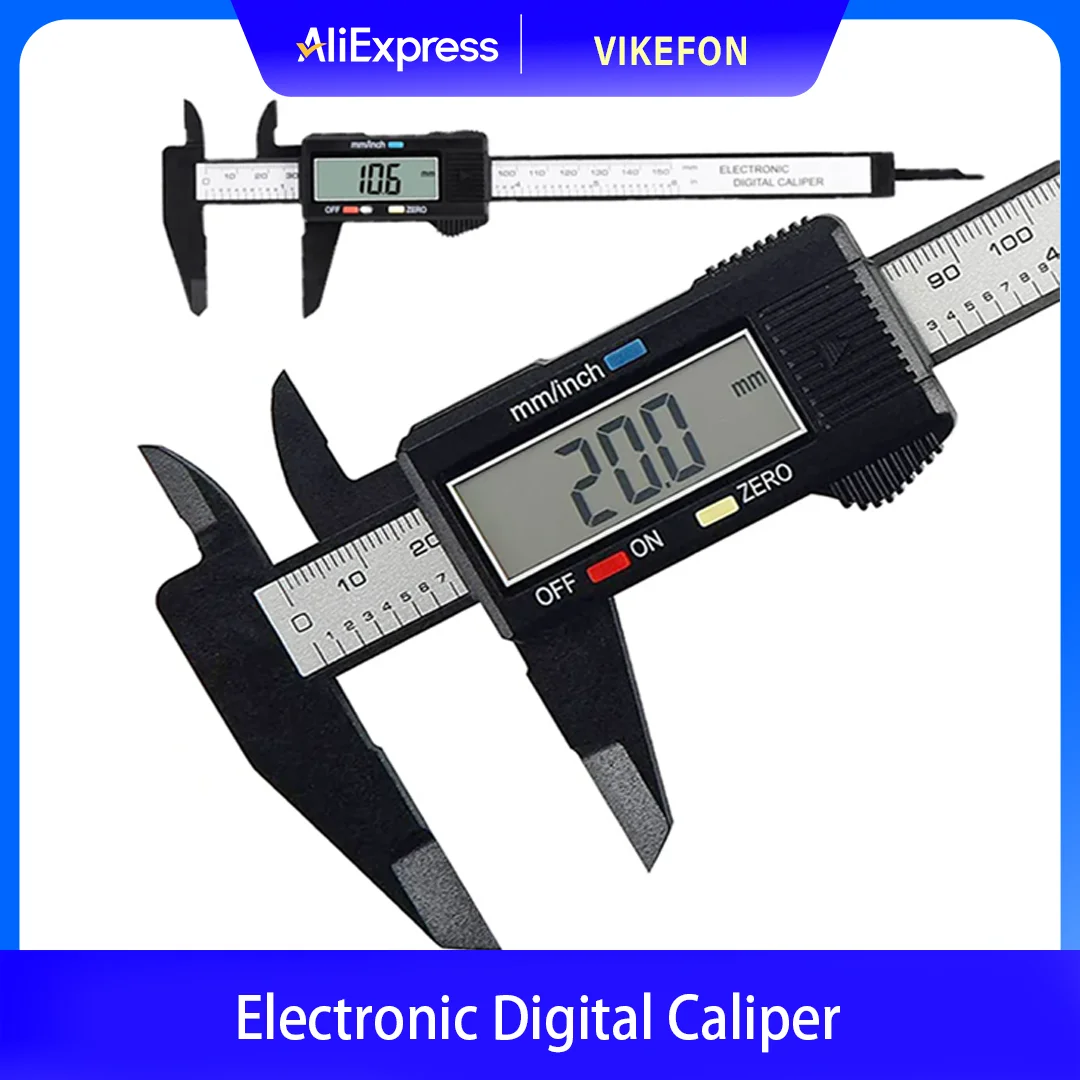 Calibrador Digital electrónico de 150mm y 100mm, calibrador Vernier con esfera de fibra de carbono, micrómetro, herramienta de medición, regla Digital